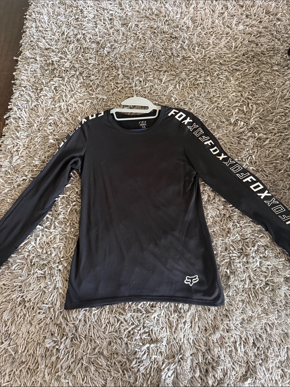 Fox Black Long-Sleeve Logo Tee with White Sleeve Branding